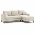 Canape d'angle 3 places avec meridienne droite 220 x 150 x 85 cm polyester ecru