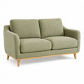 Canape 2 places en polyester vert kaki avec pieds en bois massif 140 x 80 x 85 cm