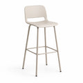Tabouret de bar avec dossier assise arrondie en polypropylene beige pietement en acier 46 x 51 x 99 cm hauteur d'assise 75 cm
