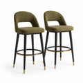 Lot de 2 tabourets de bar avec dossier en polyester vert olive et acier noir 48 x 53 x 94 cm