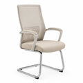 Chaise de bureau visiteur a dossier haut en maille polyester et PU beige 58 x 62 x 101 cm