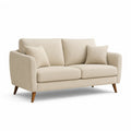 Canape 2 places en polyester beige avec pieds en bois massif 170 x 86 x 82 cm