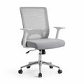 Chaise de bureau ergonomique a roulettes en maille polyester grise 64 x 64 x 112-122 cm