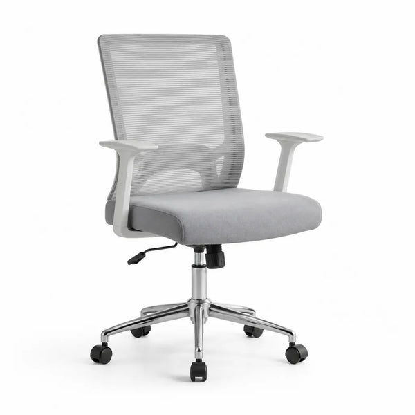 Chaise de bureau ergonomique a roulettes en maille polyester grise 64 x 64 x 112-122 cm